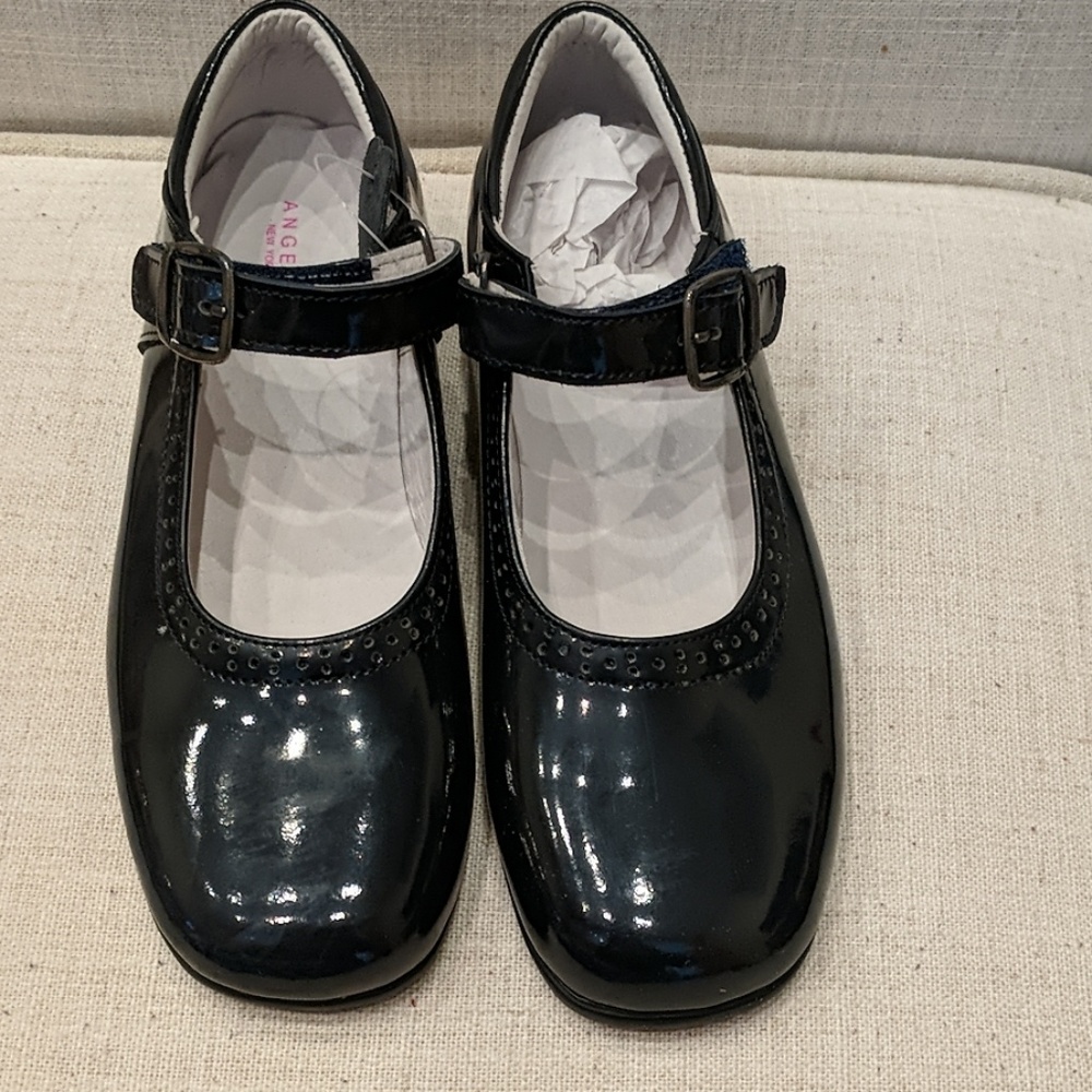 Angels NY girls size 4 leather navy dress shoes